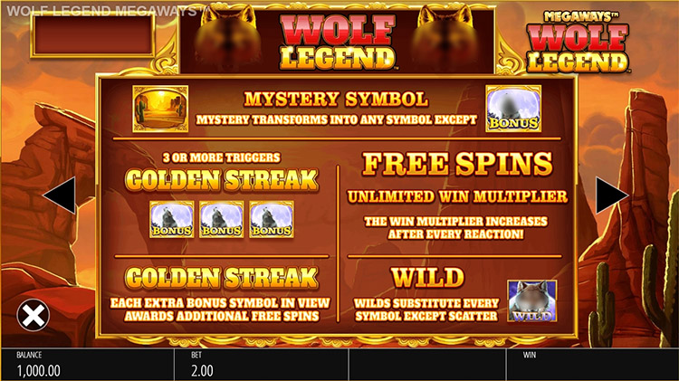 Wolf Legend Megaways Slots Features