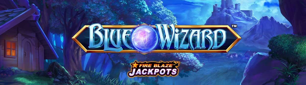 Blue Wizard Fire Blaze Jackpots Slot Logo No Deposit Slots