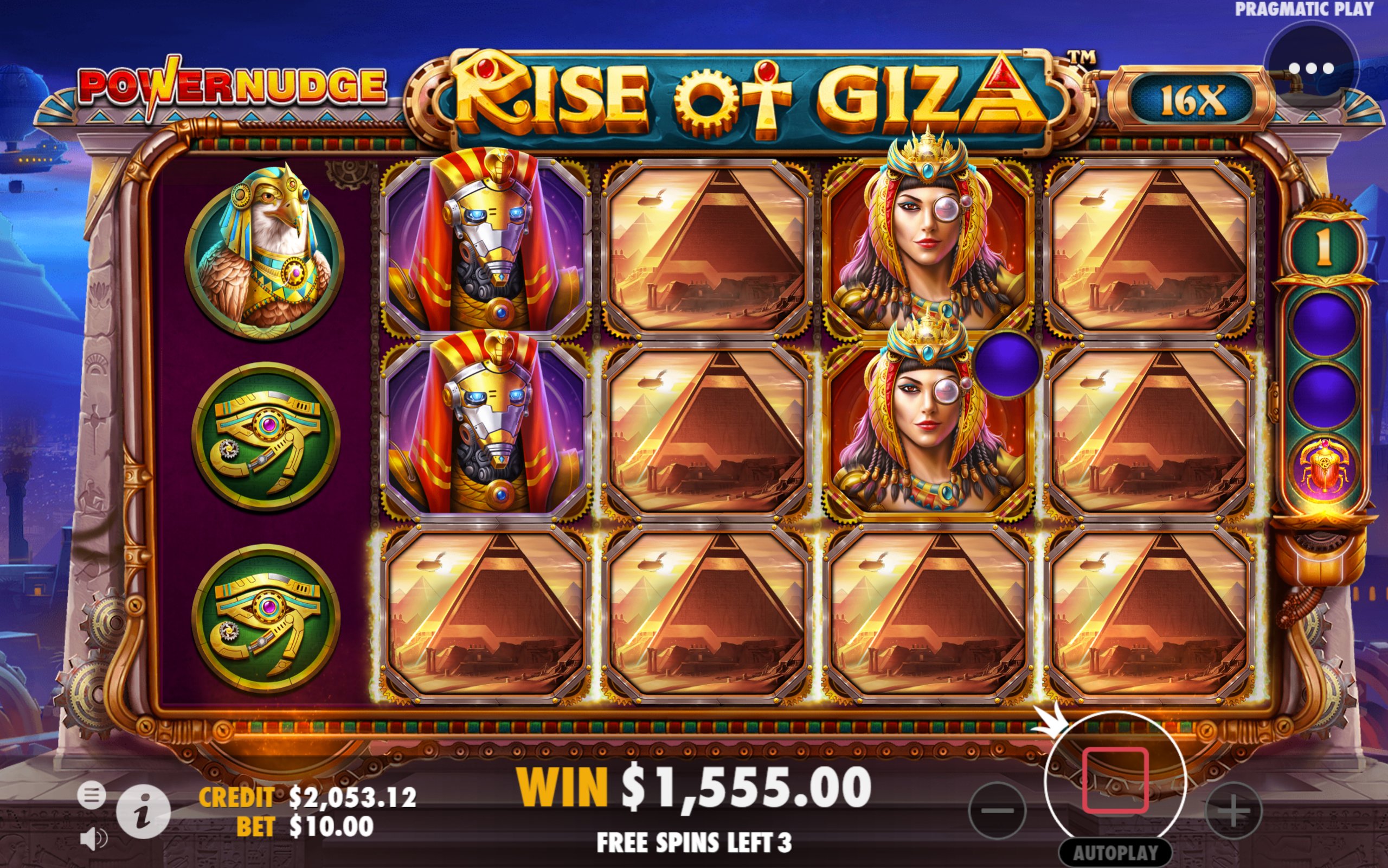 Rise of Giza Powernudge Slot Gameplay